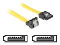Delock S-ATA Anschlusskabel 50cm mit Metallfeder gerade/abgewinkelt gelb
