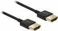 Delock High Speed HDMI mit Ethernet HDMI-A Stecker - HDMI-A Stecker 3D 4K 1m Slim 