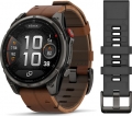Garmin Fenix 8 Pro 51mm AMOLED Leder Armband - 010-03199-40 carbon grey titanium/chestnut