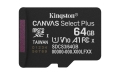 Kingston Canvas Select Plus Gen3 R100 microSDXC 64GB UHS-I U1 A1 Class 10 - SDCS3/64GBSP 