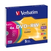 Verbatim DVD+RW 4.7GB 5er-Pack Juwelcase 4x Color 43297 